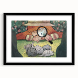 Playful Boys Room Wall Art – Girl Exploring with Elephants