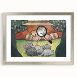 Playful Boys Room Wall Art – Girl Exploring with Elephants