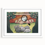 Playful Boys Room Wall Art – Girl Exploring with Elephants