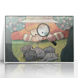 Playful Boys Room Wall Art – Girl Exploring with Elephants