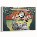 Playful Boys Room Wall Art – Girl Exploring with Elephants