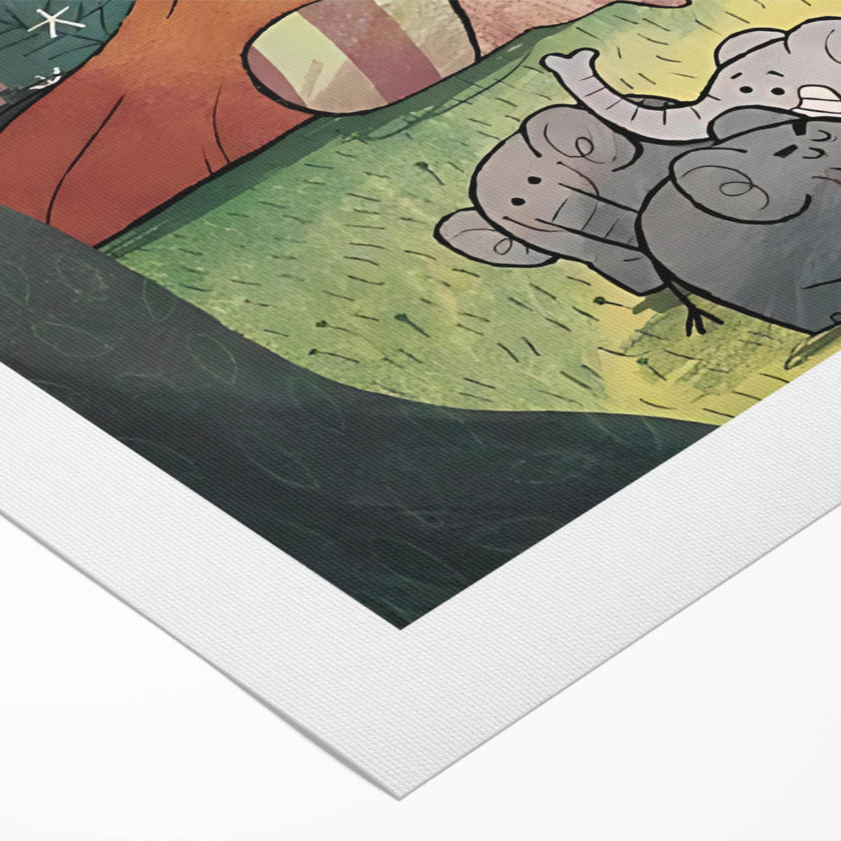 Playful Boys Room Wall Art – Girl Exploring with Elephants