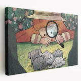 Playful Boys Room Wall Art – Girl Exploring with Elephants