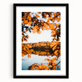 Extra large abstract art print featuring textured fall colors on a black framed canvas, ideal for living room decor.