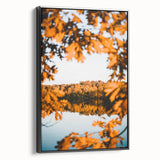 Black and white framed canvas of a vintage landscape painting, ideal for bedroom wall decor.