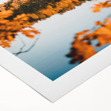 Art deco poster featuring a stylized autumnal forest scene in warm orange and brown tones, printed on rolled canvas.