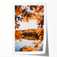 Extra large rolled print of a fall-themed floral art, with warm orange and brown tones, ideal for dining room wall decor.