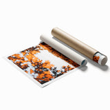 Extra large rolled print featuring a fall-themed floral design in warm orange and red tones.