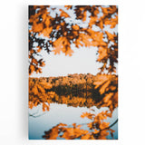 Large black and white stretched canvas featuring a minimalist autumn tree, ideal for kitchen wall art.