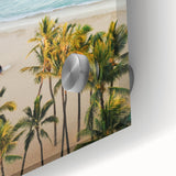 Large abstract wall art featuring mid-century modernist designs in warm, summer-inspired hues on acrylic glass.