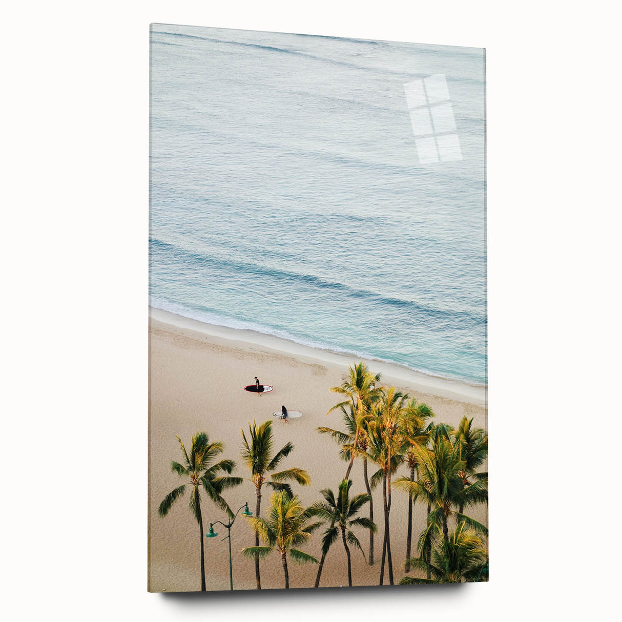 Large abstract wall art on acrylic glass, displaying vibrant summer hues, ideal for bedroom or dining room ambiance.