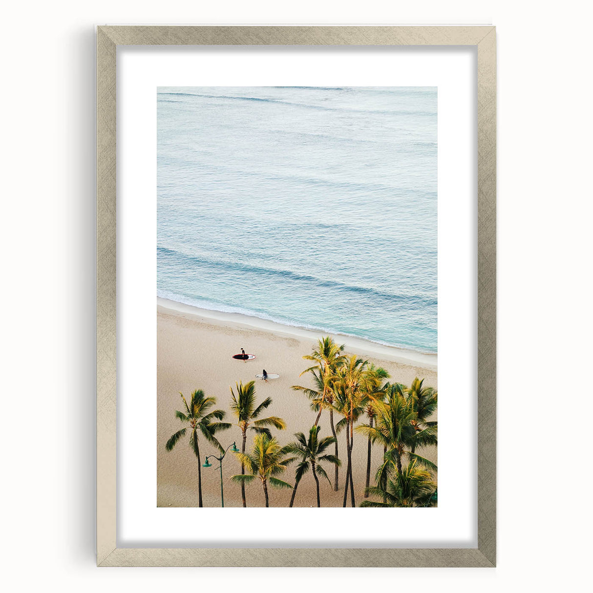 Textured abstract art print in warm orange and red tones on a silver-framed canvas, suitable for bedroom decor.