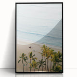 Large abstract wall art featuring mid-century modernist style with vibrant summer hues on a black framed acrylic print.