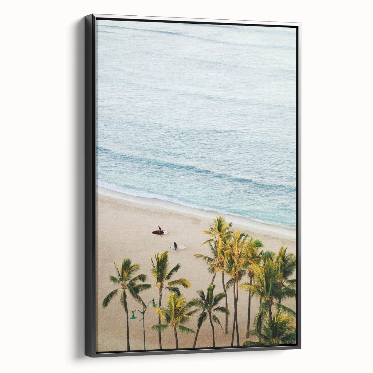 Black and white framed canvas featuring a vintage landscape painting, ideal for bedroom wall art.