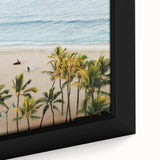 Extra large framed canvas featuring textured, colorful abstract art with black as the dominant color.