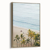 Framed canvas depicting a vintage landscape painting with lush greenery and a gold frame, ideal for bedroom wall art.