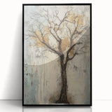Textured Abstract Tree - Gold & Earthy Living Room Wall Art