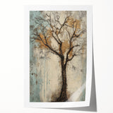 Textured Abstract Tree - Gold & Earthy Living Room Wall Art