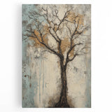 Textured Abstract Tree - Gold & Earthy Living Room Wall Art