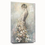 Abstract figurative acrylic artwork displayed in a glass frame, showcasing vibrant colors and intricate pin details, perfect for modern home decor.