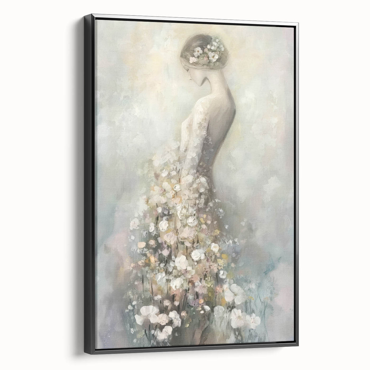 Framed abstract figurative canvas art showcasing a black side view design with dynamic shapes and textures, perfect for modern home decor enhancement.