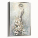 Abstract figurative framed canvas art showcasing a silver side view, featuring intricate designs and textures, perfect for modern home decor or gallery display.