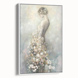 Framed abstract figurative canvas art showcasing a white background with intricate details, ideal for modern decor. Perfect for enhancing artistic interiors.