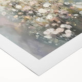 Abstract figurative artwork printed on rolled canvas, showcasing vibrant colors and fluid shapes, ideal for modern home decor and artistic displays.