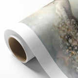 Abstract figurative rolled canvas artwork showcasing vibrant colors and dynamic shapes, elegantly packaged in a protective cardboard tube for display.