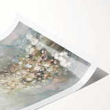 Abstract figurative rolled print showcasing vibrant colors and dynamic shapes, designed to enhance modern decor, packaged securely in a protective cardboard tube.