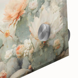 Close-up of vibrant abstract floral wall art, showcasing intricate details and colors on acrylic glass, perfect for modern home decor and artistic displays.