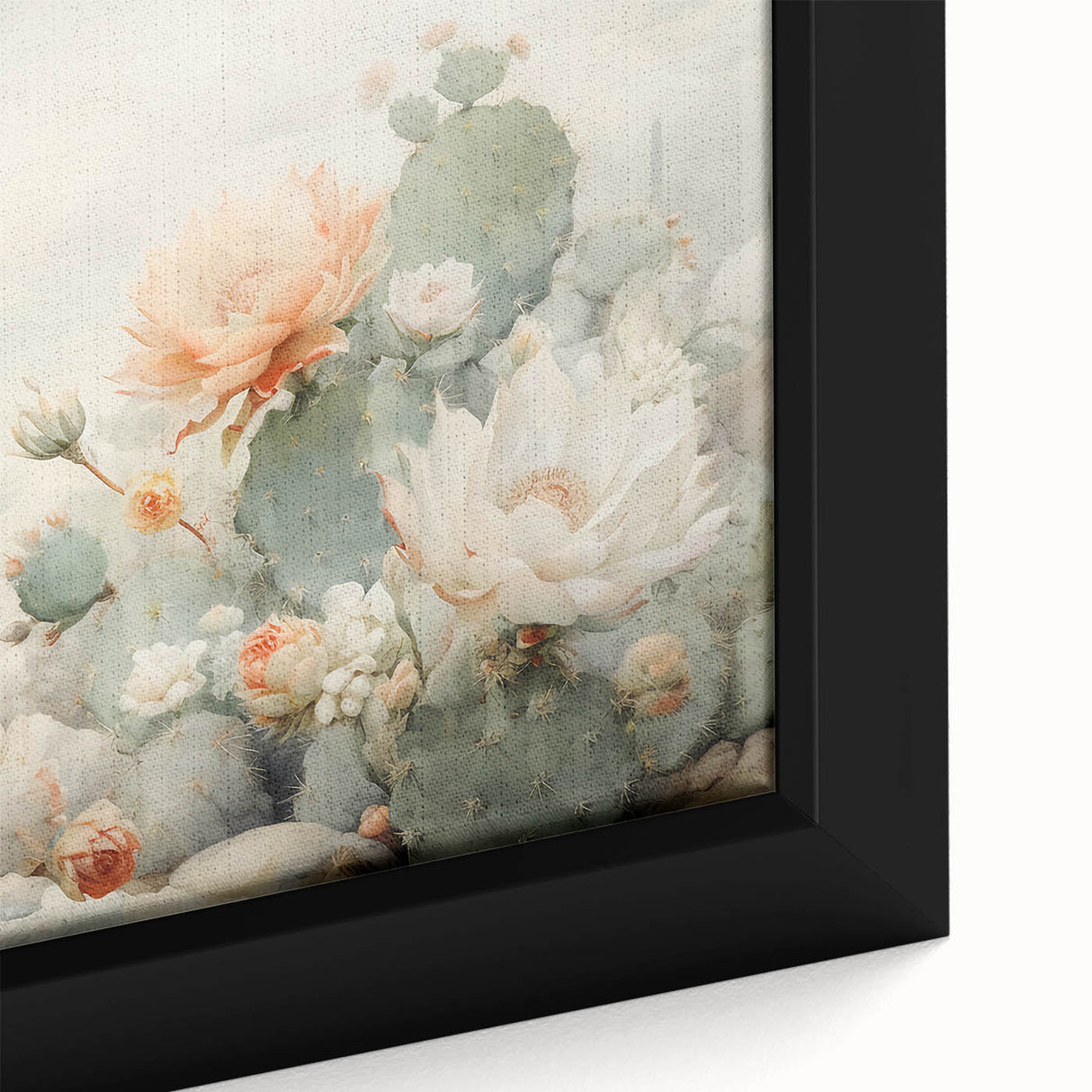 Close-up view of an abstract floral wall art piece, showcasing vibrant colors and intricate details on a framed canvas, perfect for enhancing modern decor.