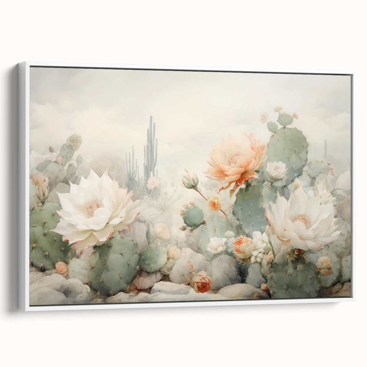 Framed abstract floral wall art in soft pastel colors showcases elegant blooms and modern design, enhancing any living space with a touch of sophistication.