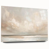Abstract landscape wall art displayed in acrylic glass, showcasing vibrant colors and a modern design. The piece features a side view with visible mounting pins, perfect for contemporary home decor.