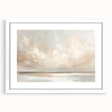 Abstract landscape wall art framed with a white mat, showcasing vibrant colors and fluid shapes, ideal for modern home decor or office spaces.
