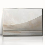 Framed acrylic wall art showcasing an abstract landscape design with silver accents, perfect for modern home decor. Ideal for enhancing living spaces with a touch of sophistication.