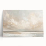 Colorful abstract landscape wall art on stretched canvas, showcasing vibrant hues of blue and orange, perfect for modern home decor or office settings.