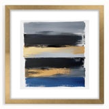 Modern Abstract Wall Art – Bold Stripes in Gold and Blue