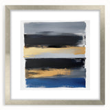 Modern Abstract Wall Art – Bold Stripes in Gold and Blue
