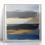 Modern Abstract Wall Art – Bold Stripes in Gold and Blue