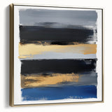 Modern Abstract Wall Art – Bold Stripes in Gold and Blue
