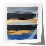 Modern Abstract Wall Art – Bold Stripes in Gold and Blue