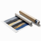 Modern Abstract Wall Art – Bold Stripes in Gold and Blue