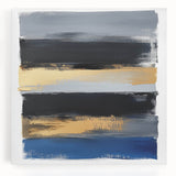 Modern Abstract Wall Art – Bold Stripes in Gold and Blue