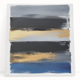 Modern Abstract Wall Art – Bold Stripes in Gold and Blue