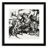 Franz Marc's Lion Hunt (1913) - Bold Black & White Expressionist Art