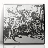 Franz Marc's Lion Hunt (1913) - Bold Black & White Expressionist Art