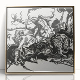 Franz Marc's Lion Hunt (1913) - Bold Black & White Expressionist Art