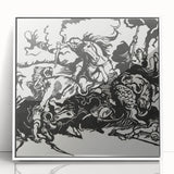 Franz Marc's Lion Hunt (1913) - Bold Black & White Expressionist Art