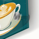 Large abstract wall art on acrylic glass featuring mid-century modernist design in earthy tones.